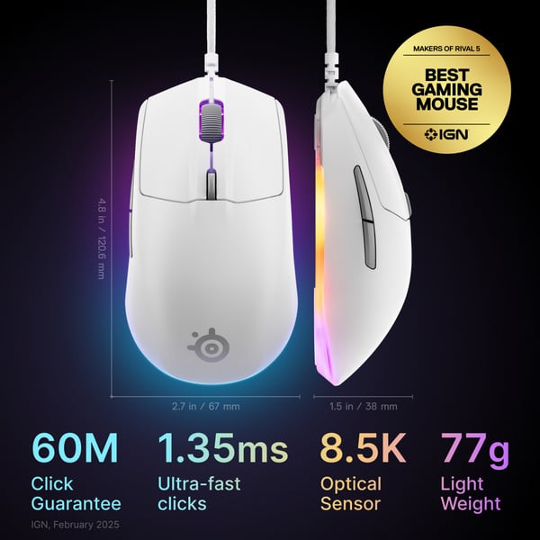 SteelSeries Rival 3 Gen 2, souris gaming - vue 10