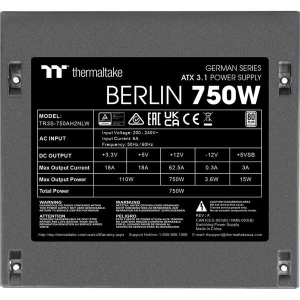Thermaltake BERLIN 750W ATX3.1, alimentation PC - Thermaltake - vue 7