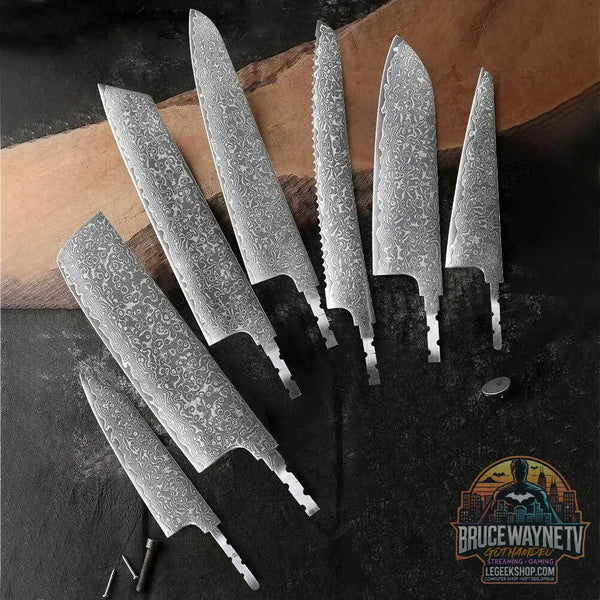 🗡️ TURWHO - Lame Japonaise Forgée Main en Acier Damascus 67 Couches (Sans Manche) - Legeekshop