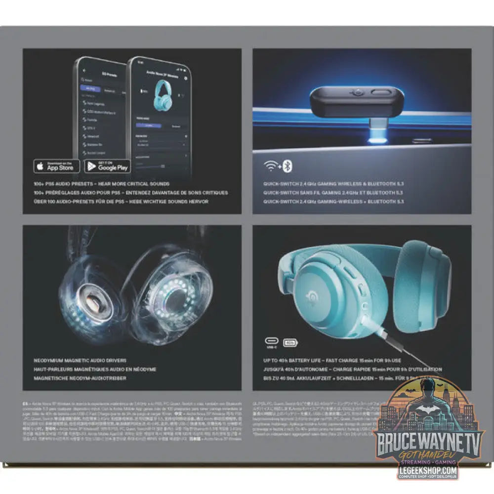 Arctis Nova 3P Wireless Aqua - SteelSeries - vue 10