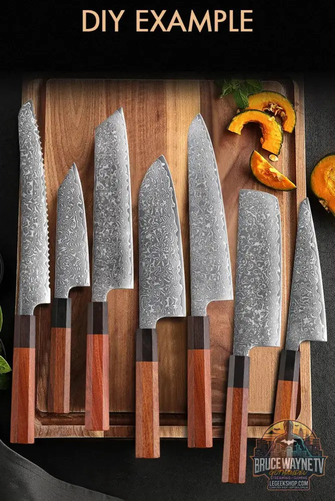 🗡️ TURWHO - Lame Japonaise Forgée Main en Acier Damascus 67 Couches (Sans Manche) - Legeekshop