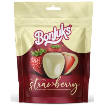 Bonjuks Freeze Dried Strawberry White Choc 80 Gr x 12