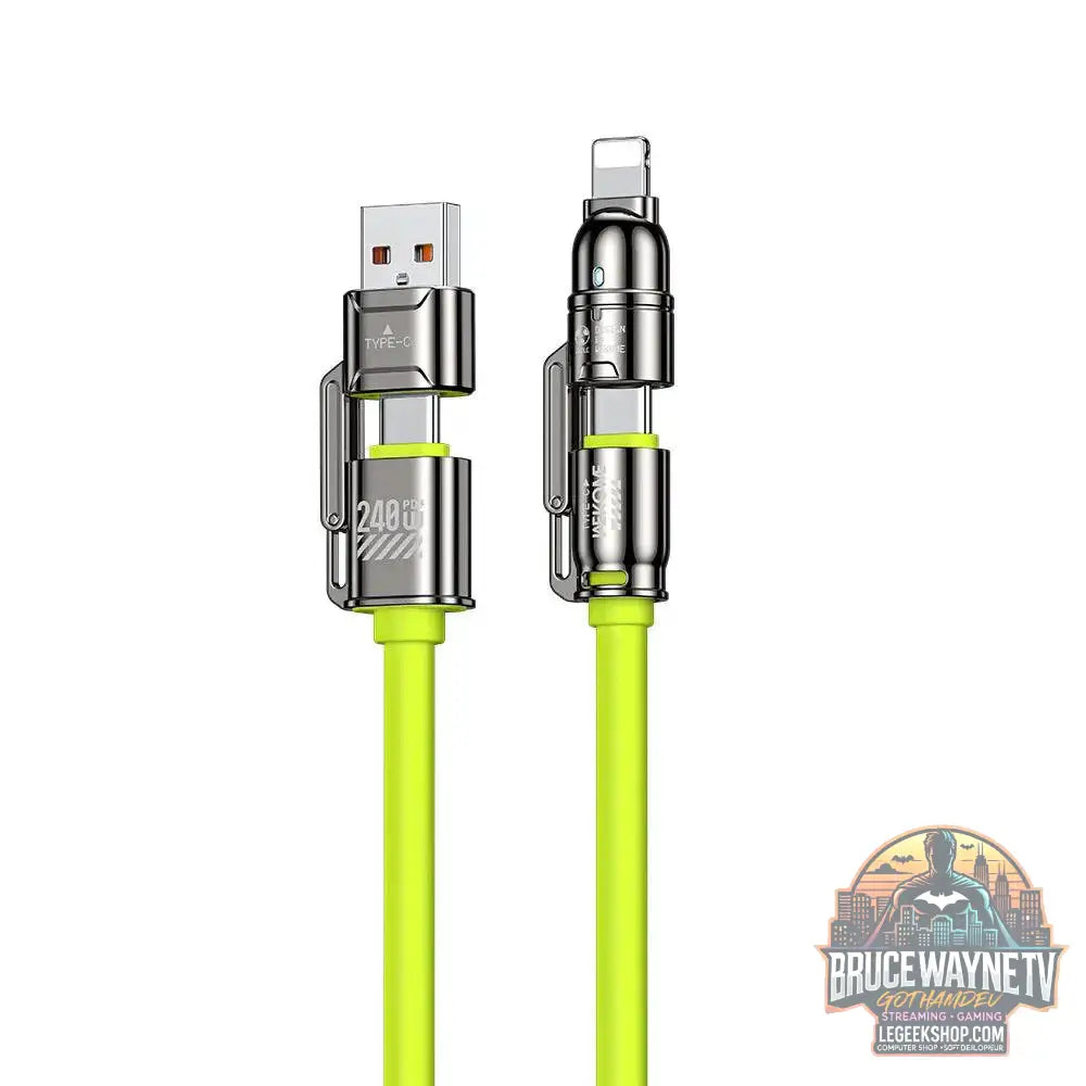 ⚡ Câble Kirsite 4-en-1 – 240W Charge Ultra-Rapide | USB-C & Lightning Multi-Fonction - Legeekshop