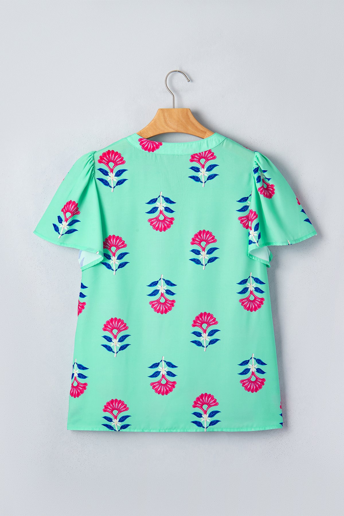 Green Floral V Neck — détail Tops/Blouses & Shirts, vue 8, LeGeekShop