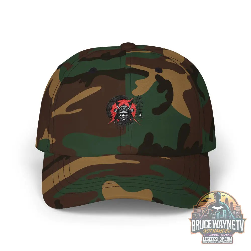 Casquette Dad Cap Loup Samouraï Soleil Rouge Kanji - Green Camo / One size - Casquette
