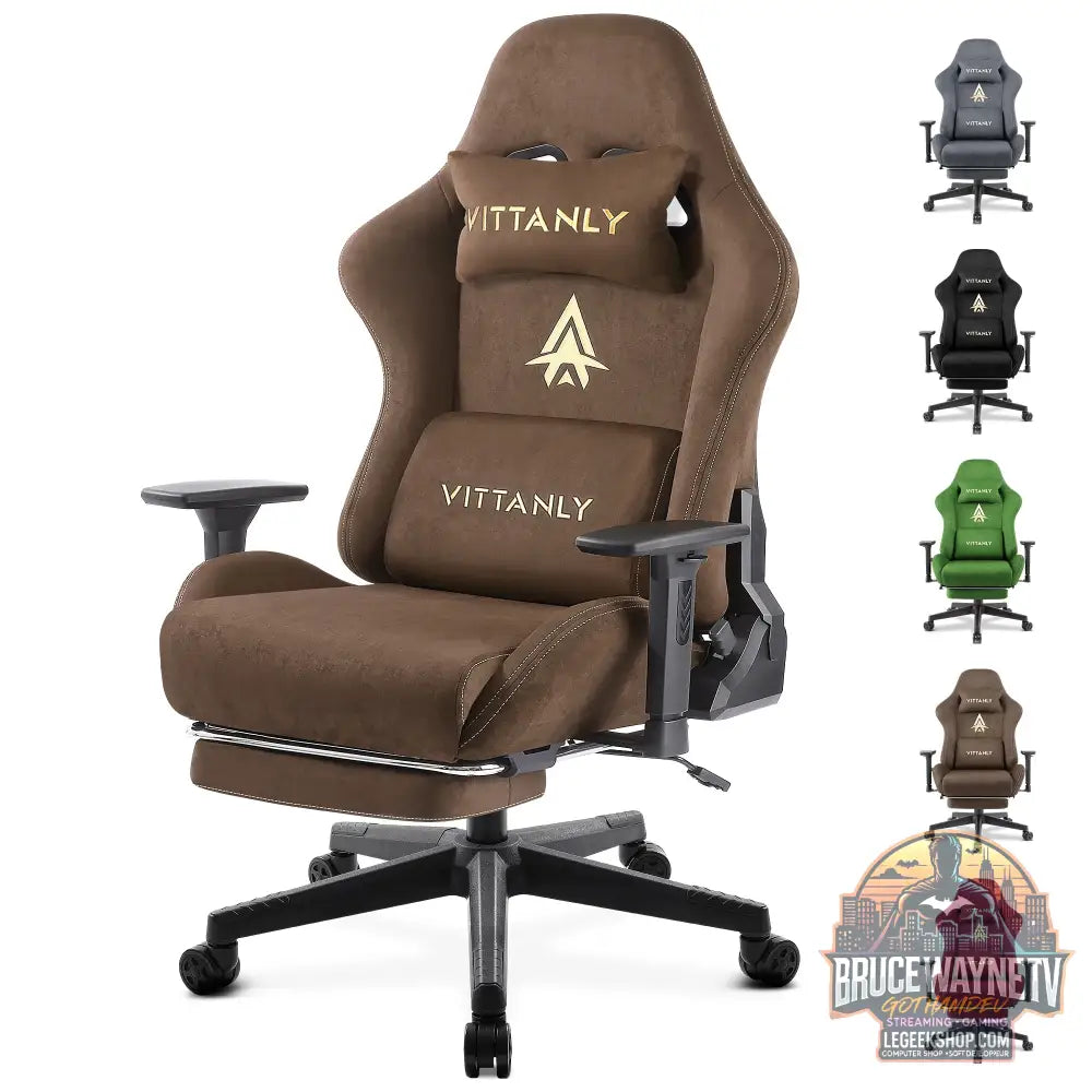 Chaise Gaming Ergonomique Faux Daim Repose-Pieds Inclinable - Brown / Royaume-Uni - Chaise Gaming