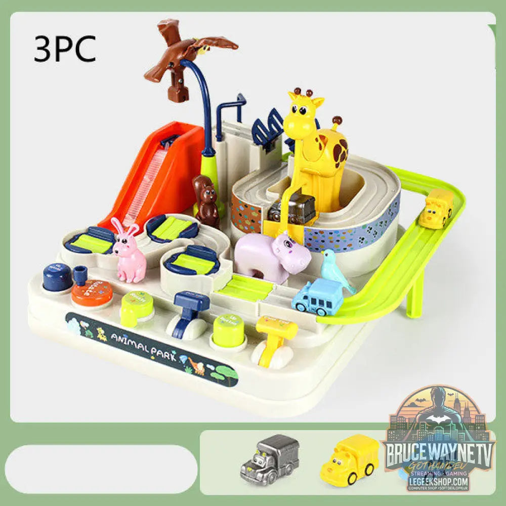 Circuit Voitures Parking Rails Aventure Jouet Enfant Piste - Olive green 3trolley3PC - Jouet Circuit
