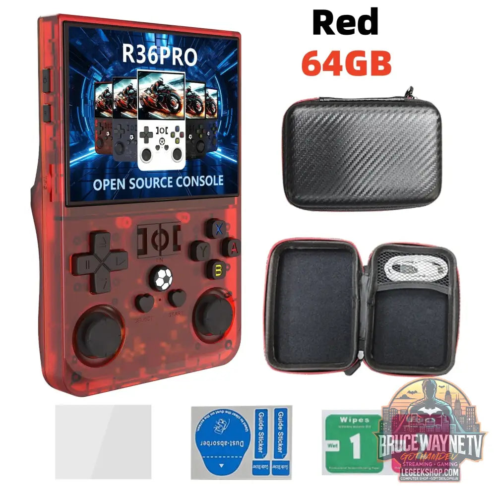 Console Portable R36 PRO - Retro Gaming 22000 Jeux - Écran 3.5’’ IPS - Red 64GB - Console Portable - Retro Gaming
