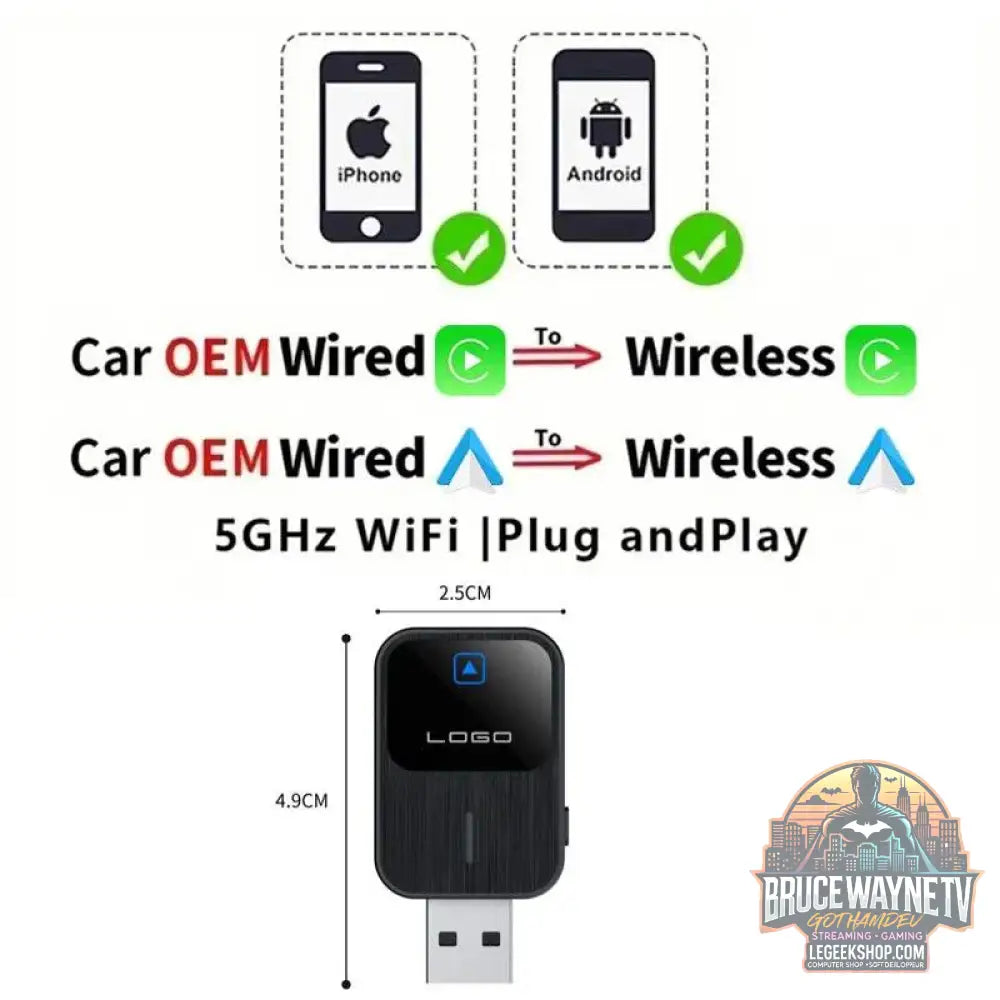 🚗 Adaptateur Auto CarPlay & Android Auto Sans Fil | Plug & Play 🔄 - Legeekshop
