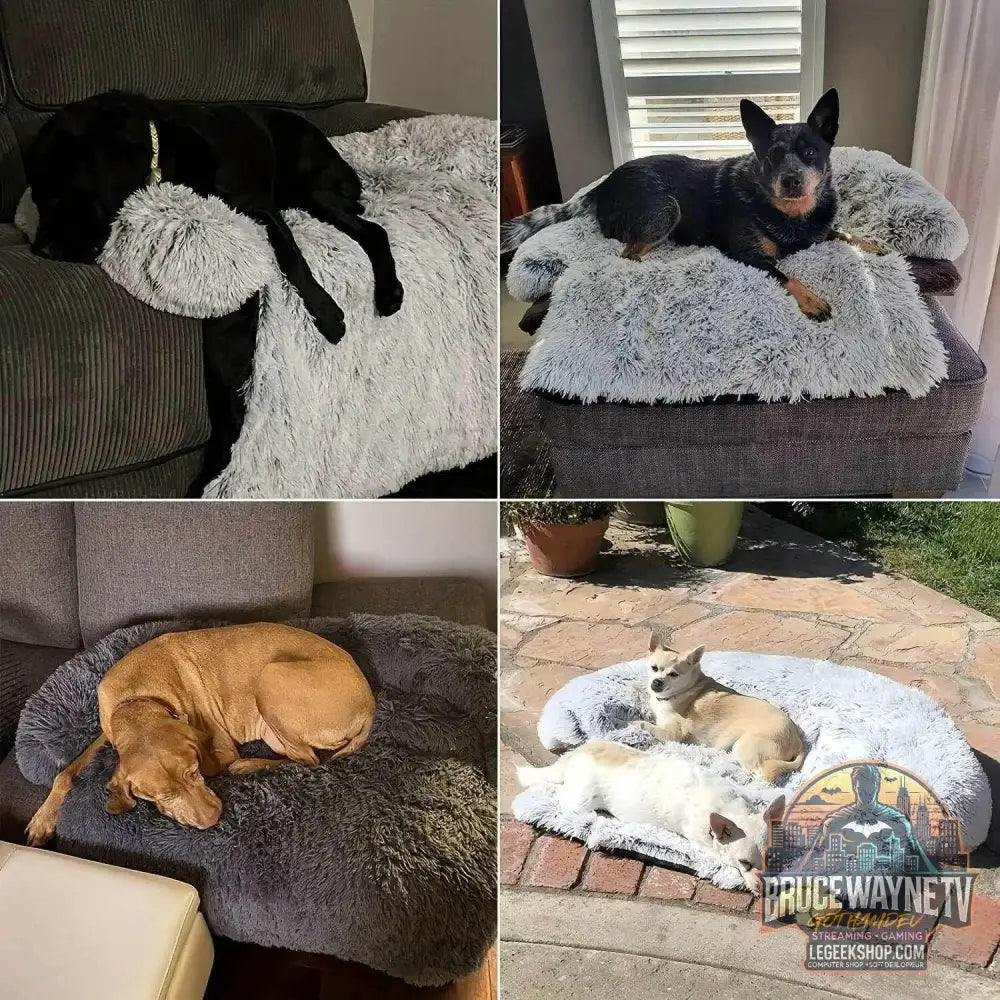 🐶 Lit en peluche pour chien – Coussin double usage lavable & protecteur de canapé - Legeekshop