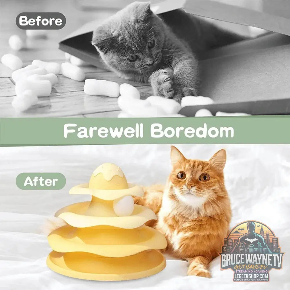 🐱 Tour de rotation à balles colorées – Jouet interactif 3 couches pour chats - Legeekshop