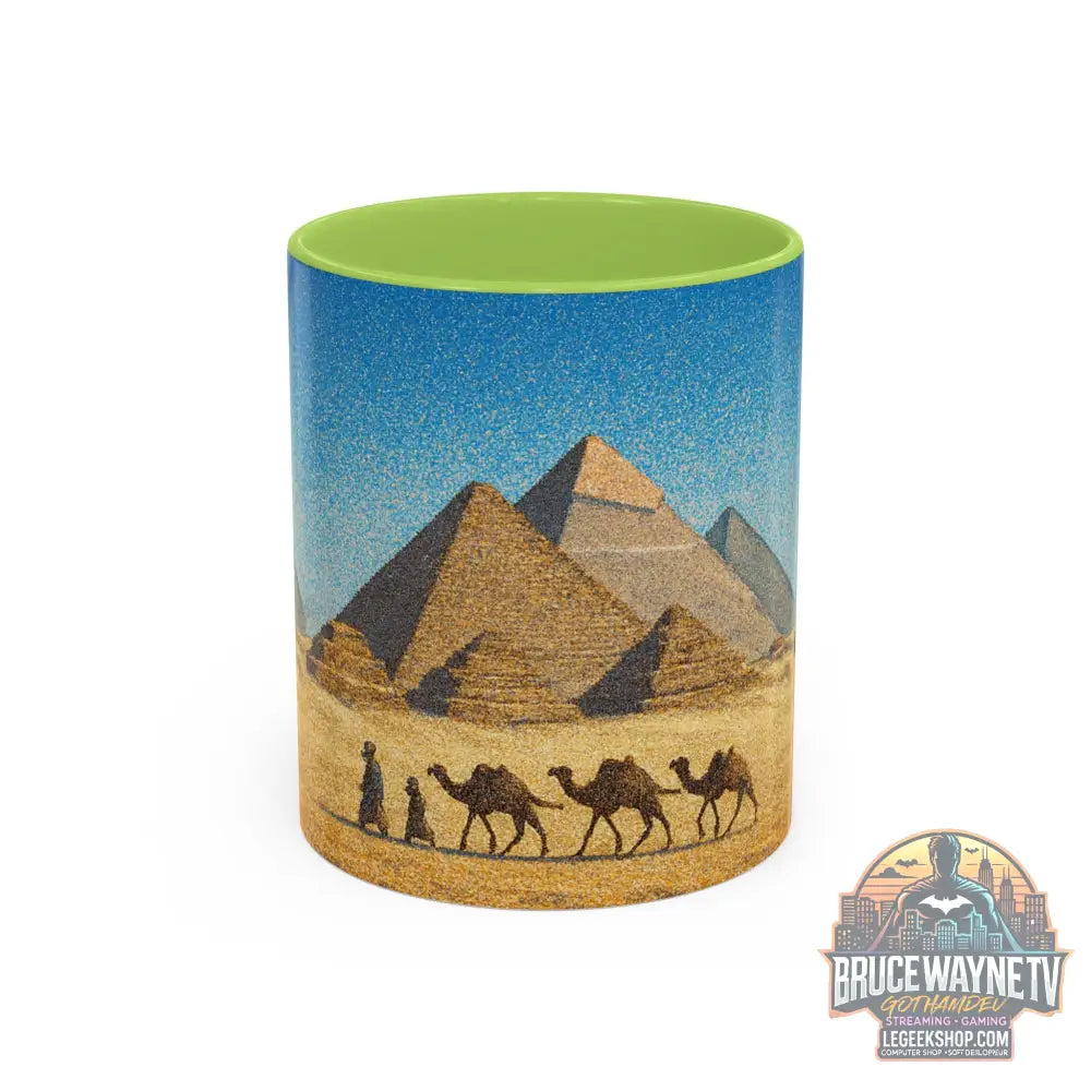 Egyptian Pyramids Camel Caravan Accent Coffee Mug - 11oz / Light Green - Mug