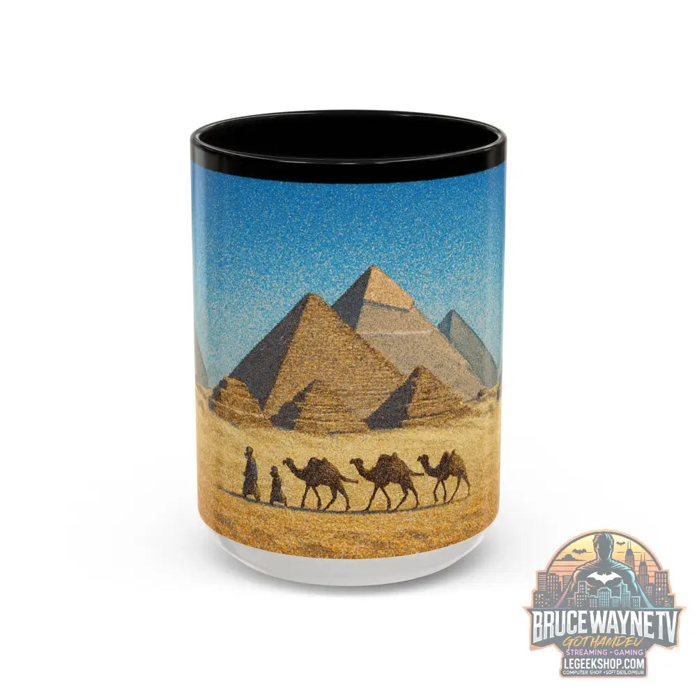 Egyptian Pyramids Camel Caravan Accent Coffee Mug - 15oz / Black - Mug