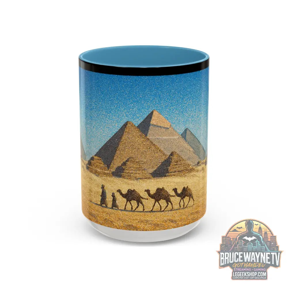 Egyptian Pyramids Camel Caravan Accent Coffee Mug - 15oz / Light Blue - Mug
