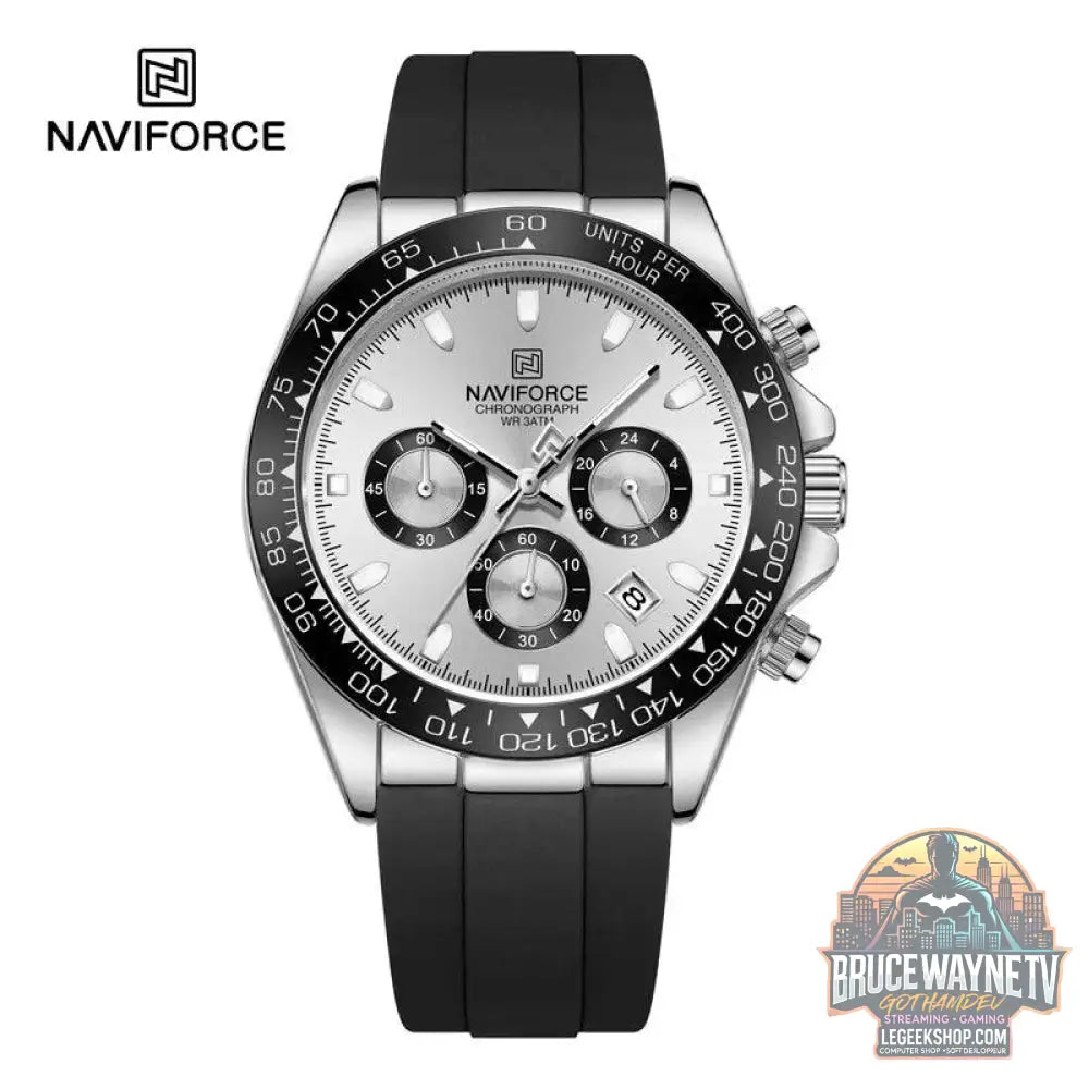 Montre de Luxe NAVIFORCE Homme, Étanche, Chronographe, Silicone, Quartz | Wayne Outfitters - Legeekshop