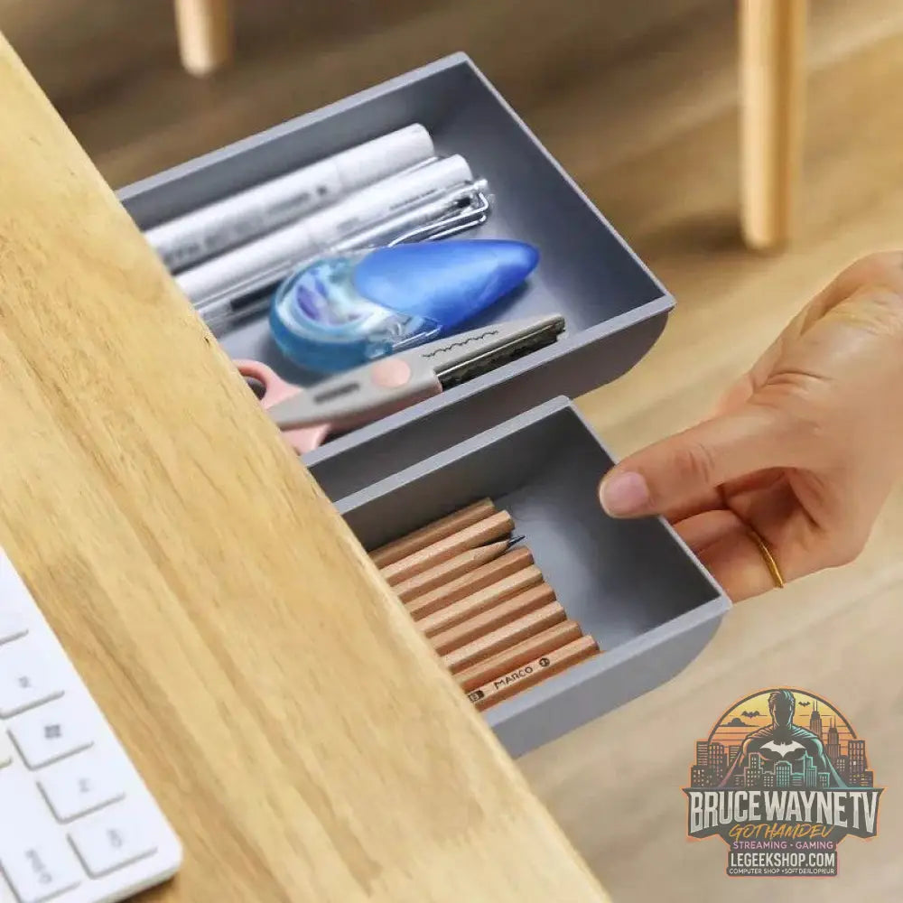 🖇️ Boîte de Rangement Cachée pour Bureau – Tiroir Auto-Adhésif Discret | Organisateur Plastique - Legeekshop