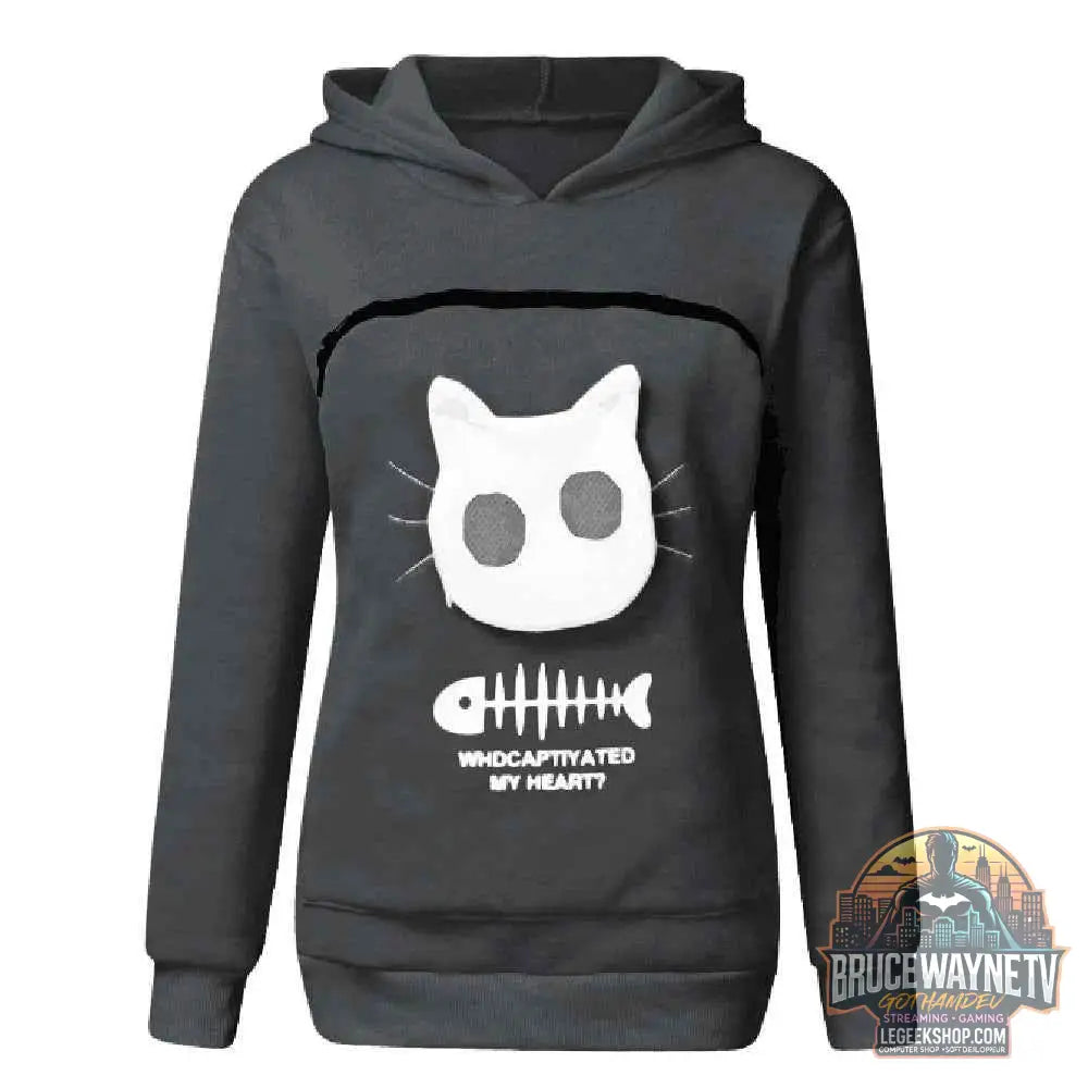Sweat-shirt à Capuche pour Amoureux des Chats – Poche Câline et Oreilles d'Animal - Legeekshop