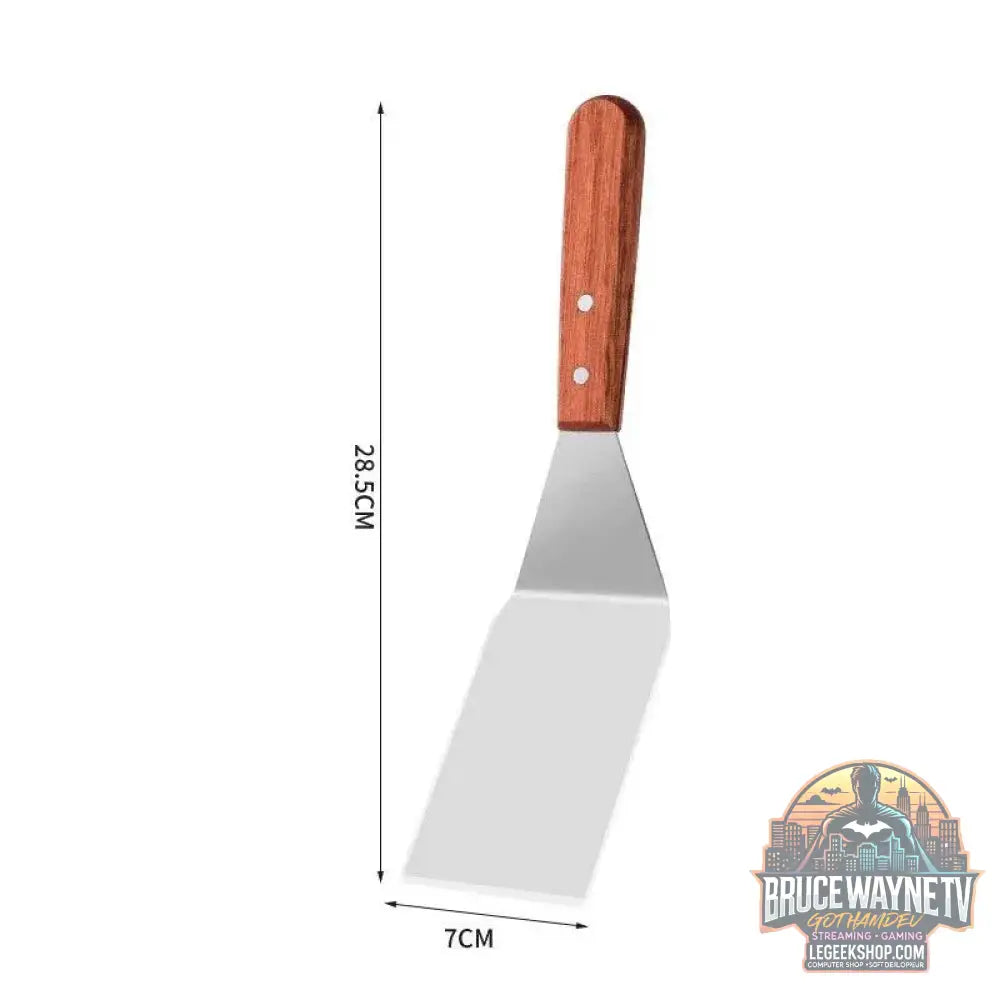 🍳 Spatule Professionnelle Inox & Bois – Pour Steak, Crêpes & Teppanyaki - Legeekshop
