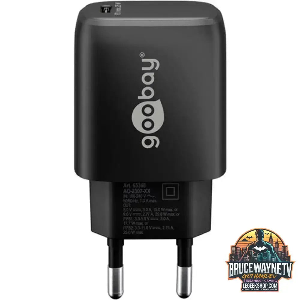 goobay USB-C PD GaN Schnellladegerät 25 Watt schwarz, Power Delivery 3.0 - goobay - vue 3