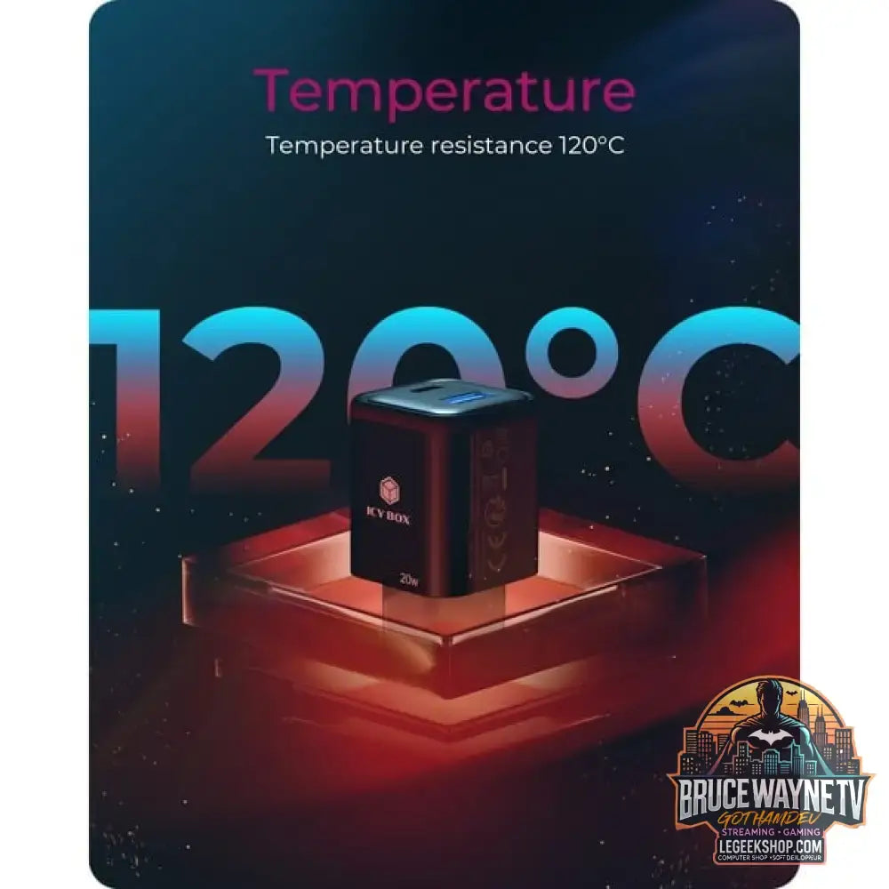 ICY BOX 2-Port USB 20W Steckerladegerät IB-PS1020-PD, USB-A + USB-C schwarz, PD 3.0 20W + QC 3.0 18W - ICY BOX - vue 7