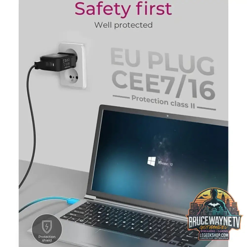 ICY BOX 3-Port Steckerladegerät IB-PS103-PD, USB-A + 2x USB-C schwarz, PD 3.0 65W + QC 3.0 36W - ICY BOX - vue 7