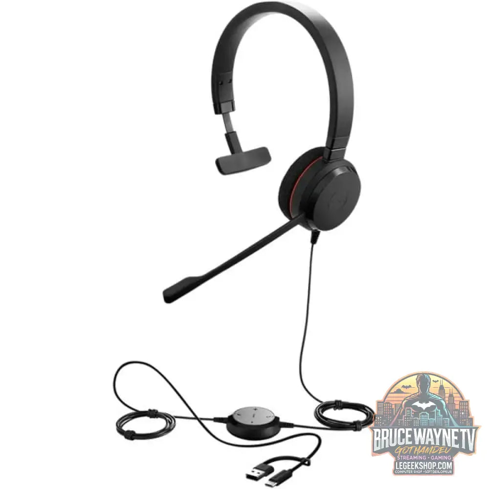Jabra Evolve 20, Headset noir, UC, USB-C et USB-A, Mono - Jabra - vue 2