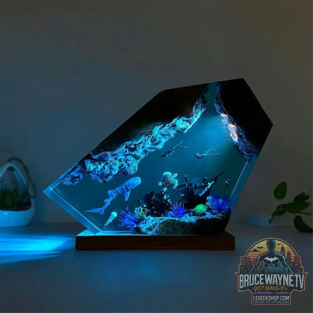 Lampe Résine Sous-Marine – Veilleuse LED Plongeurs Baleine Tortue - Lampe Décorative
