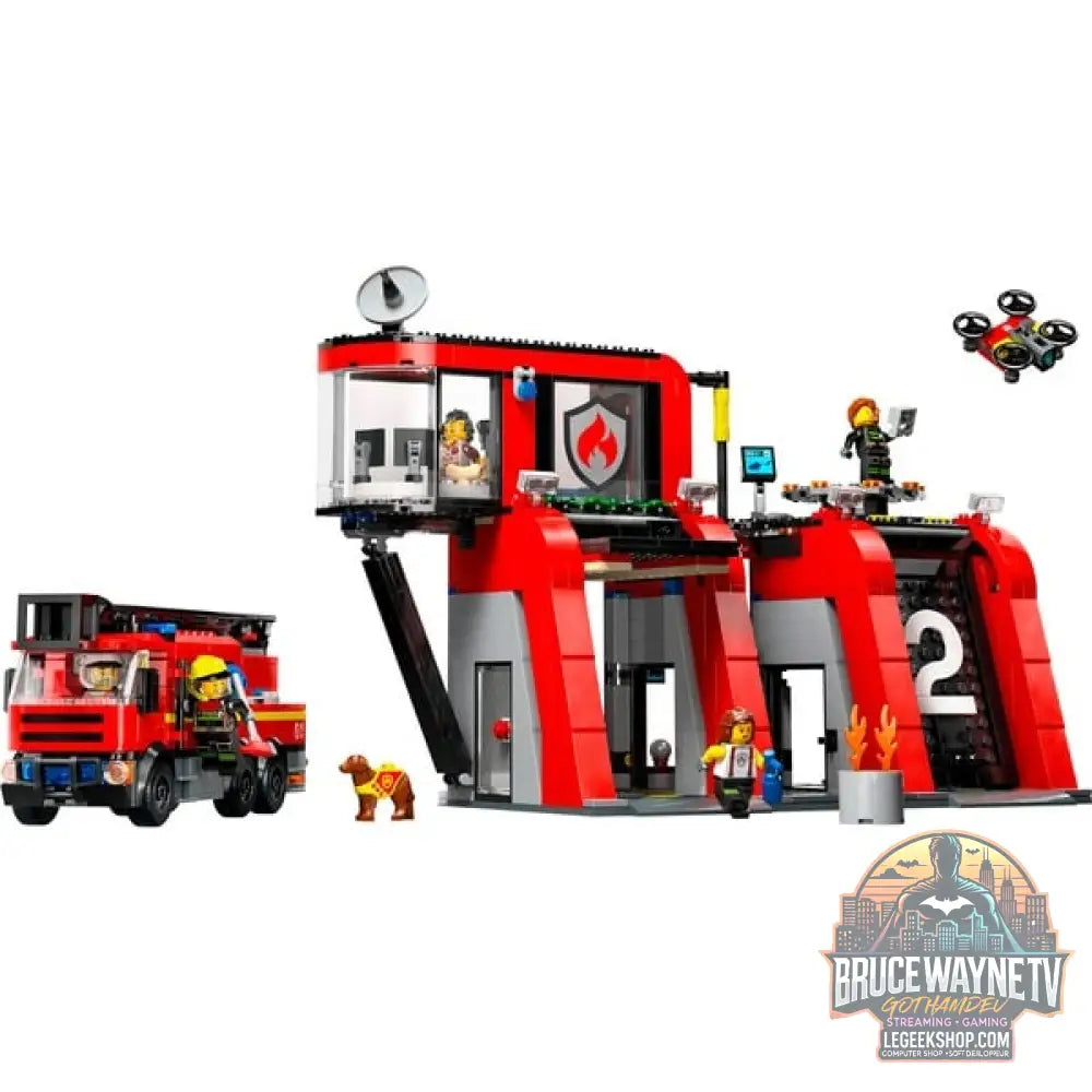 LEGO 60414 City Feuerwehrstation avec Drehleiterfahrzeug, jeu de construction - LEGO - vue 3