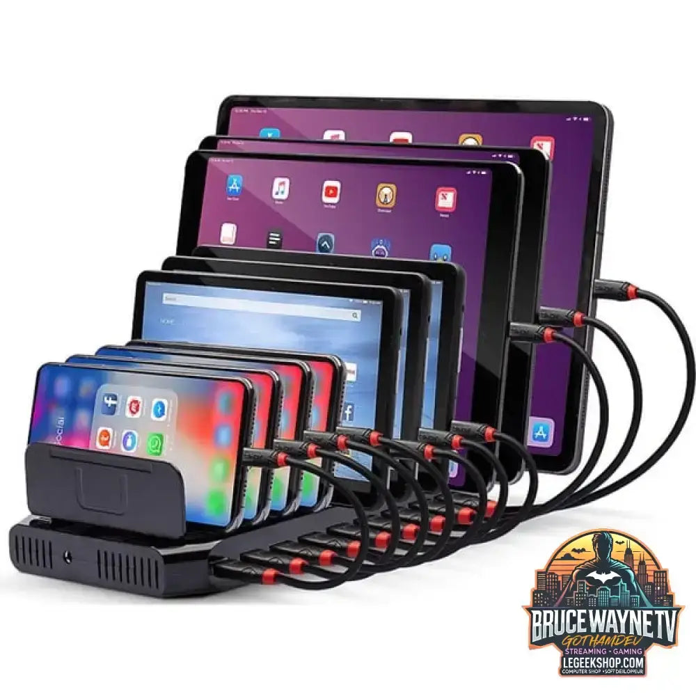 Lindy 10 Port USB-Ladestation, 10x USB-A schwarz, gleichzeitiges Laden von bis zu 10 Tablets / Smartphones - Lindy - vue 3