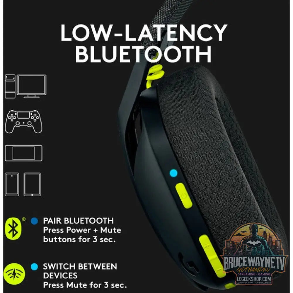 Logitech G435 LIGHTSPEED, casque gaming - vue 3