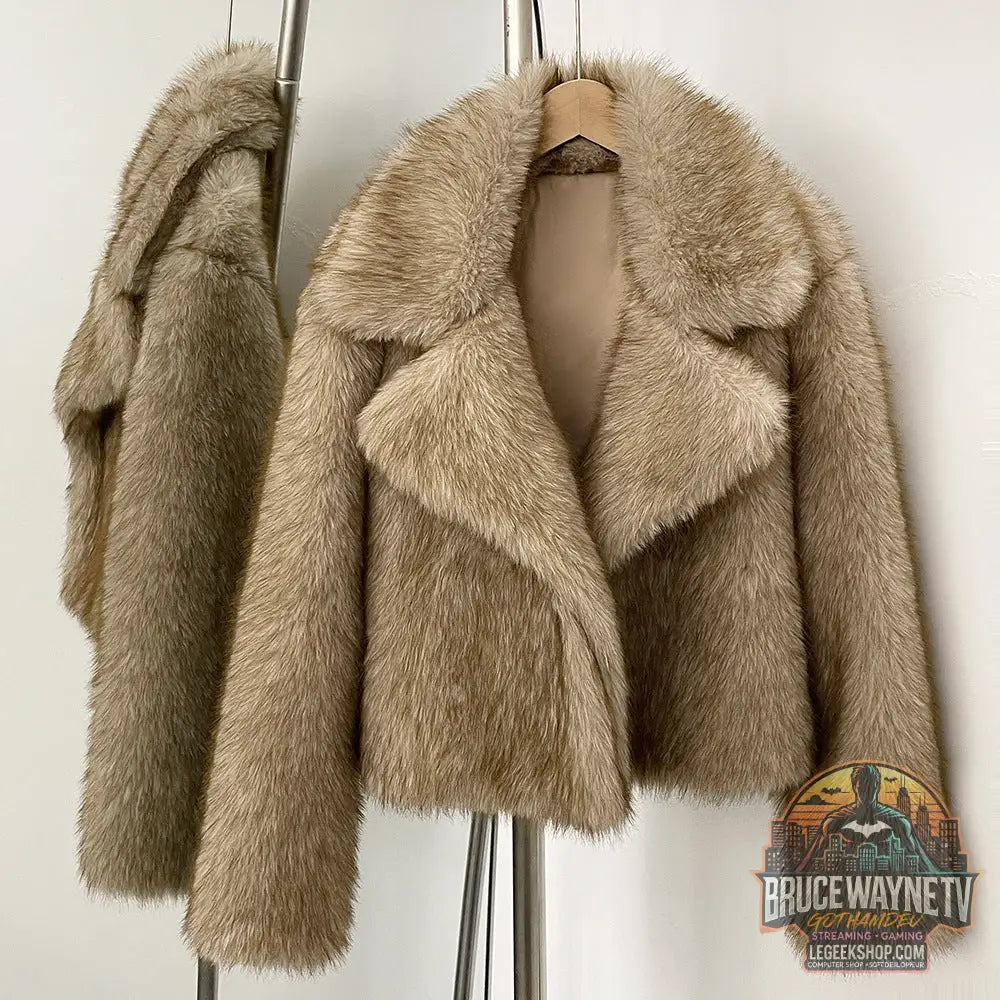 Manteau Court Femme Hiver Fausse Fourrure Col Costume Poches 3 Couleurs - Gray Base Coffee Tip / S - Manteau Femme