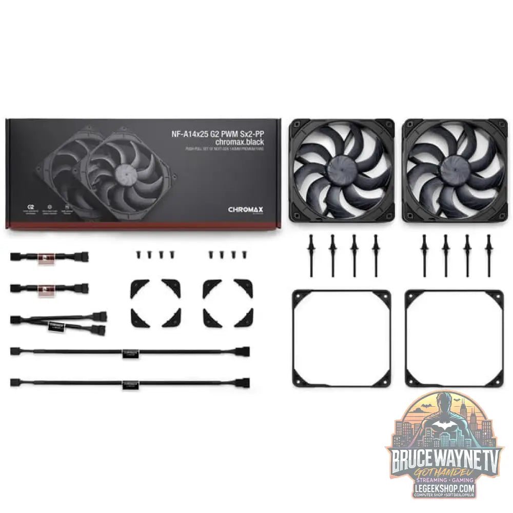 Noctua NF-A14x25 G2 PWM Sx2-PP chromax.black, Gehäuselüfter - Noctua - vue 7