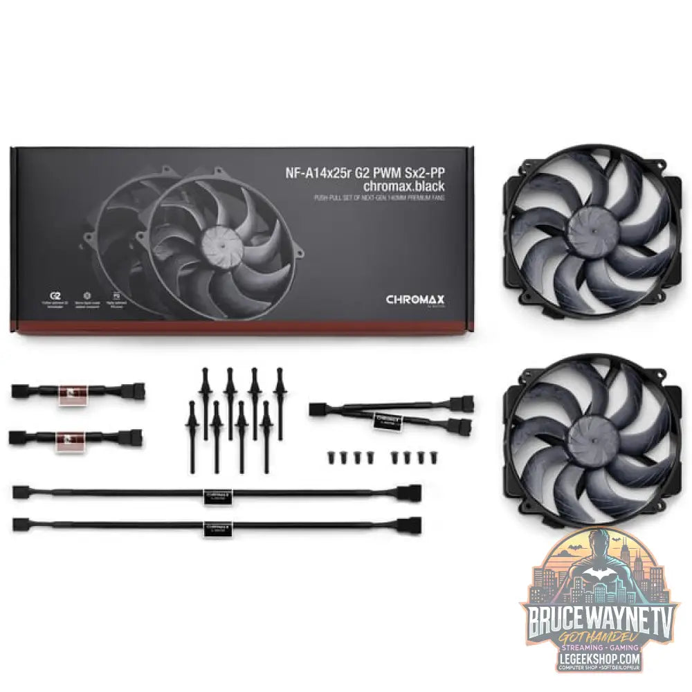 Noctua NF-A14x25r G2 PWM Sx2-PP chromax.black, Gehäuselüfter - Noctua - vue 7
