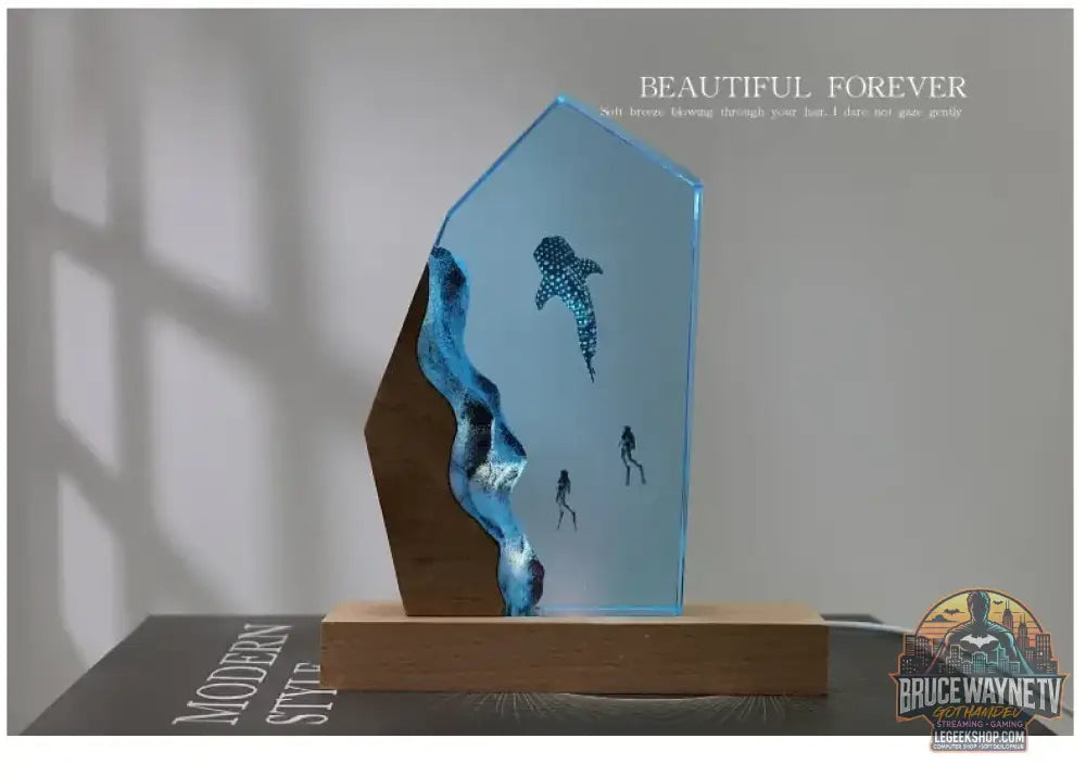 Pièce décorative de table micro-scène marine - Baleine en résine lumineuse décoration personnalisée pour la maison