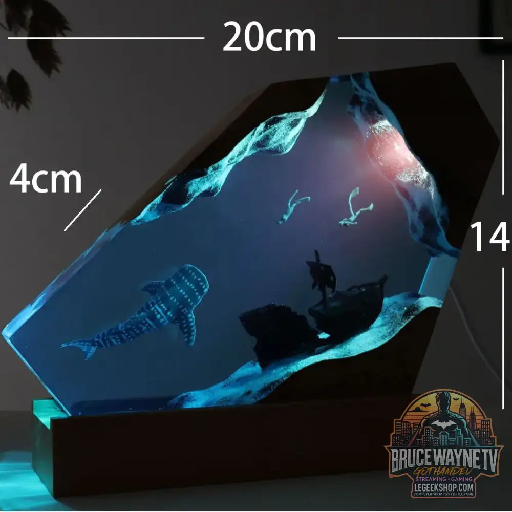 Pièce décorative de table micro-scène marine - Baleine en résine lumineuse décoration personnalisée pour la maison