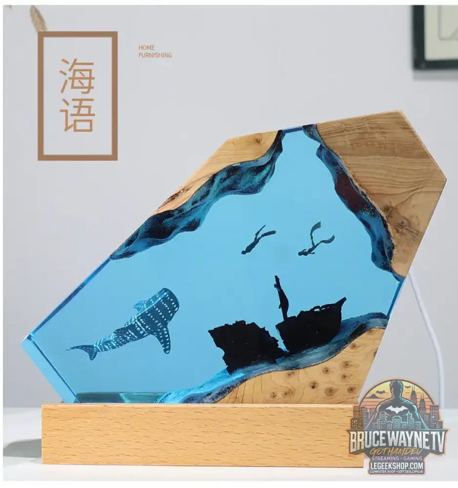 Pièce décorative de table micro-scène marine - Baleine en résine lumineuse décoration personnalisée pour la maison