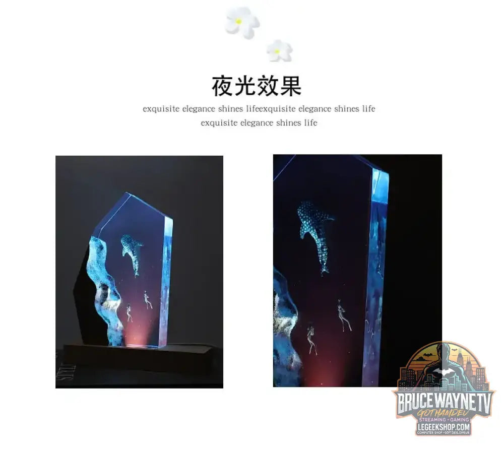 Pièce décorative de table micro-scène marine - Baleine en résine lumineuse décoration personnalisée pour la maison