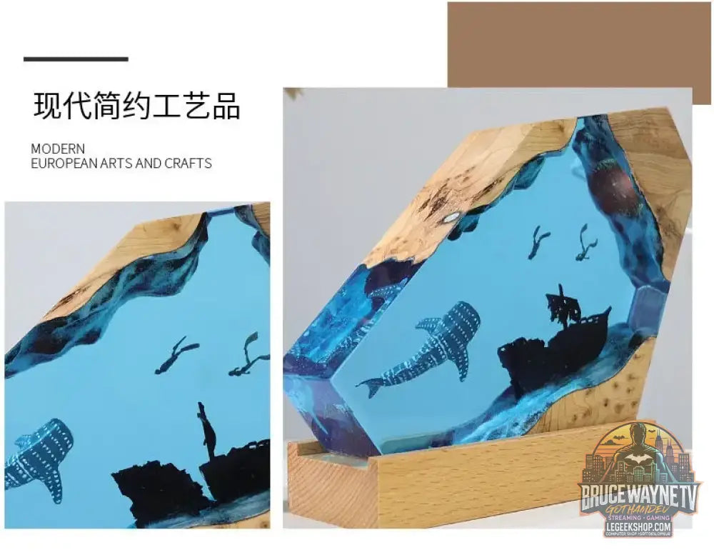 Pièce décorative de table micro-scène marine - Baleine en résine lumineuse décoration personnalisée pour la maison