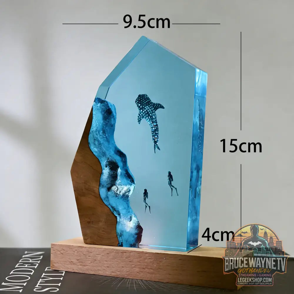 Pièce décorative de table micro-scène marine - Baleine en résine lumineuse décoration personnalisée pour la maison