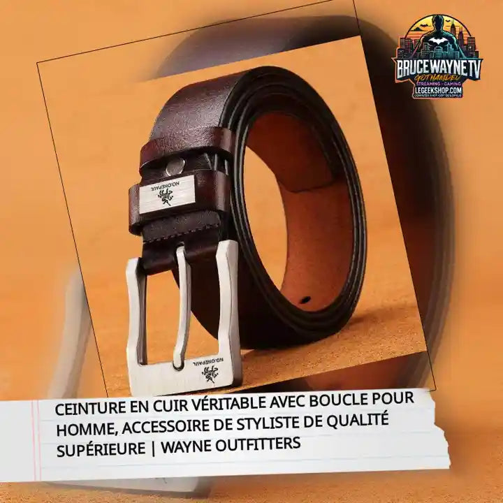 Ceinture en Cuir V&eacute;ritable avec Boucle pour Homme, Accessoire de Styliste de Qualit&eacute; Sup&eacute;rieure | Wayne Outfitters by@Outfy