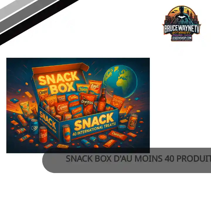 Snack Box d'au moins 40 produits internationaux : sucr&eacute;, sal&eacute; et boissons by@Outfy