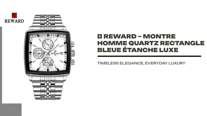 🕶️ REWARD &ndash; Montre Homme Quartz Rectangle Bleue &Eacute;tanche Luxe by@Outfy