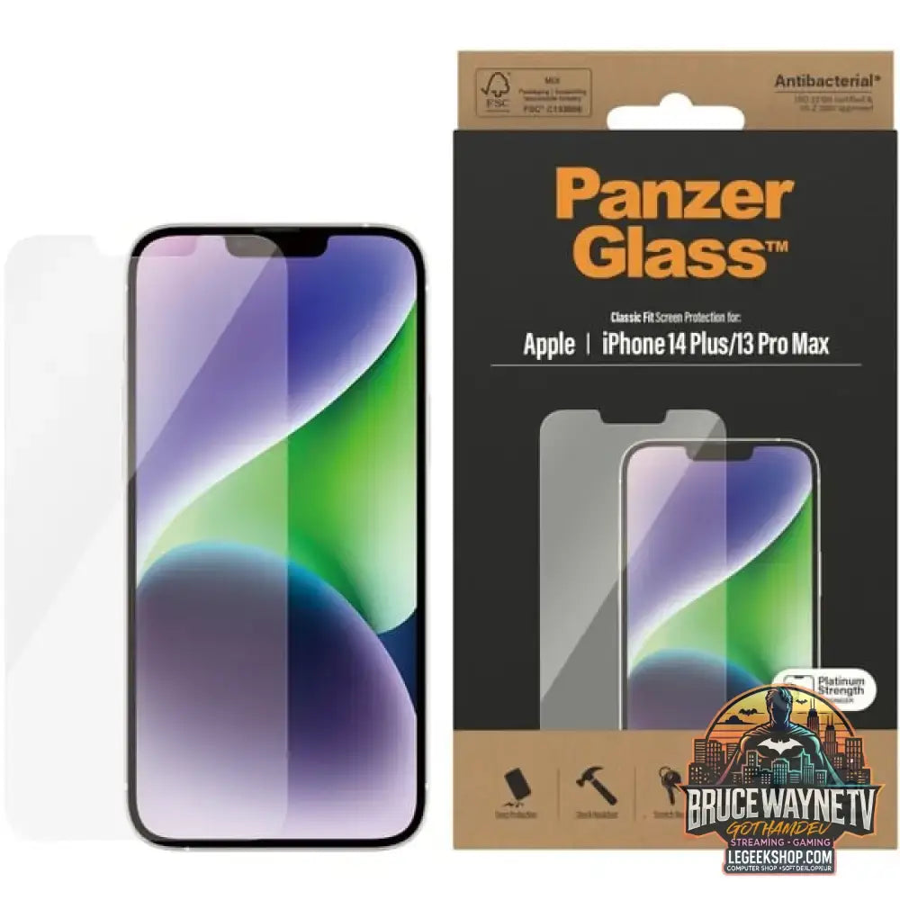 PanzerGlass Classic Fit Bildschirmschutz, Schutzfolie transparent, iPhone 14 Plus, 13 Pro Max - Beschaffenheit: Glänzend - vue 5