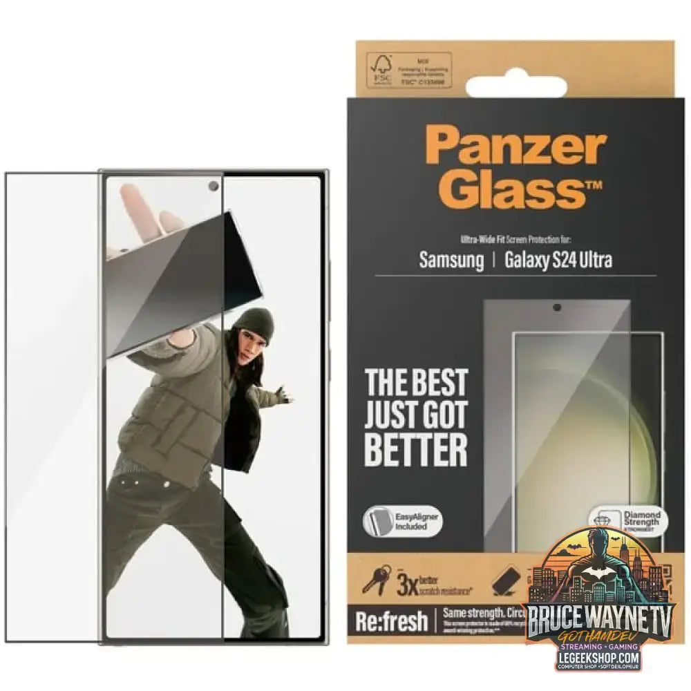 PanzerGlass DisplayschutzUltra-Wide Fit, Schutzfolie transparent/schwarz, Samsung Galaxy S24 Ultra, EasyAligner - PanzerGlass - vue 4