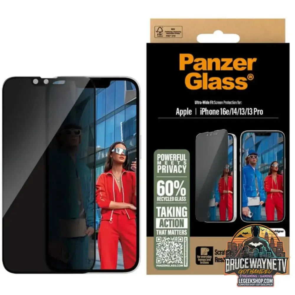 PanzerGlass Privacy Displayschutz Ultra-Wide Fit, Schutzfolie transparent, iPhone 16e / 14 / 13 / 13 Pro, EasyAligner - PanzerGlass - vue 4