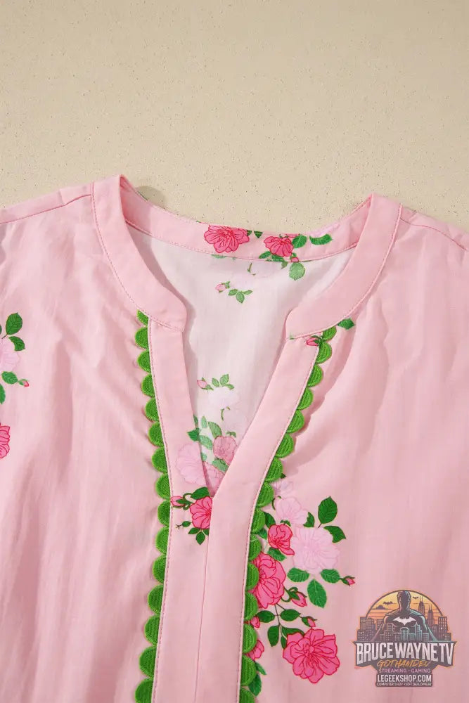 Robe Longue Femme – Florale · Col Cranté · Manches Courtes Flottantes · Taille Haute · 2 Coloris - Robe Femme