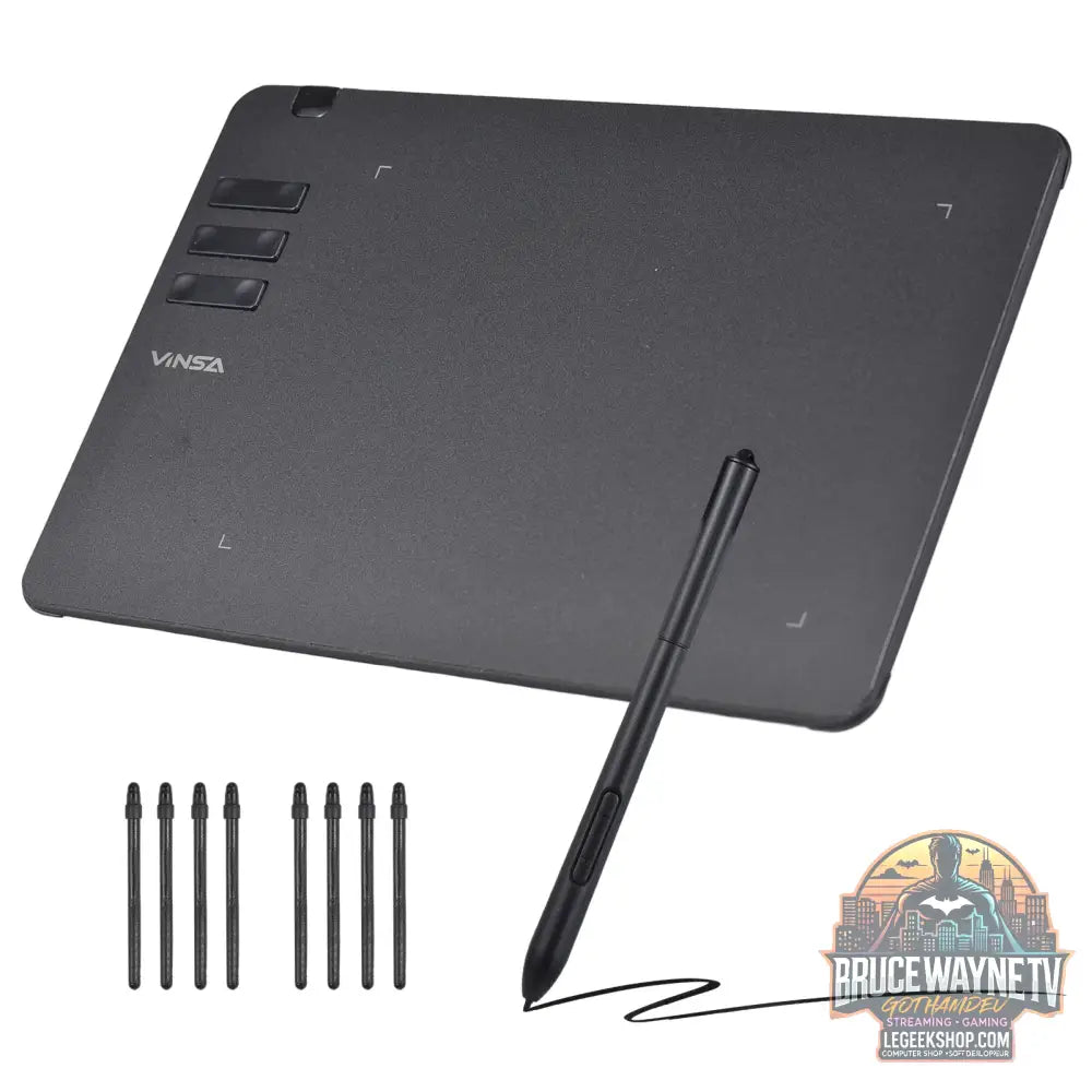 Tablette Graphique VINSA T1161 Ultra-Mince, 8192 Niveaux de Pression Stylet sans Batterie - Tablette Graphique