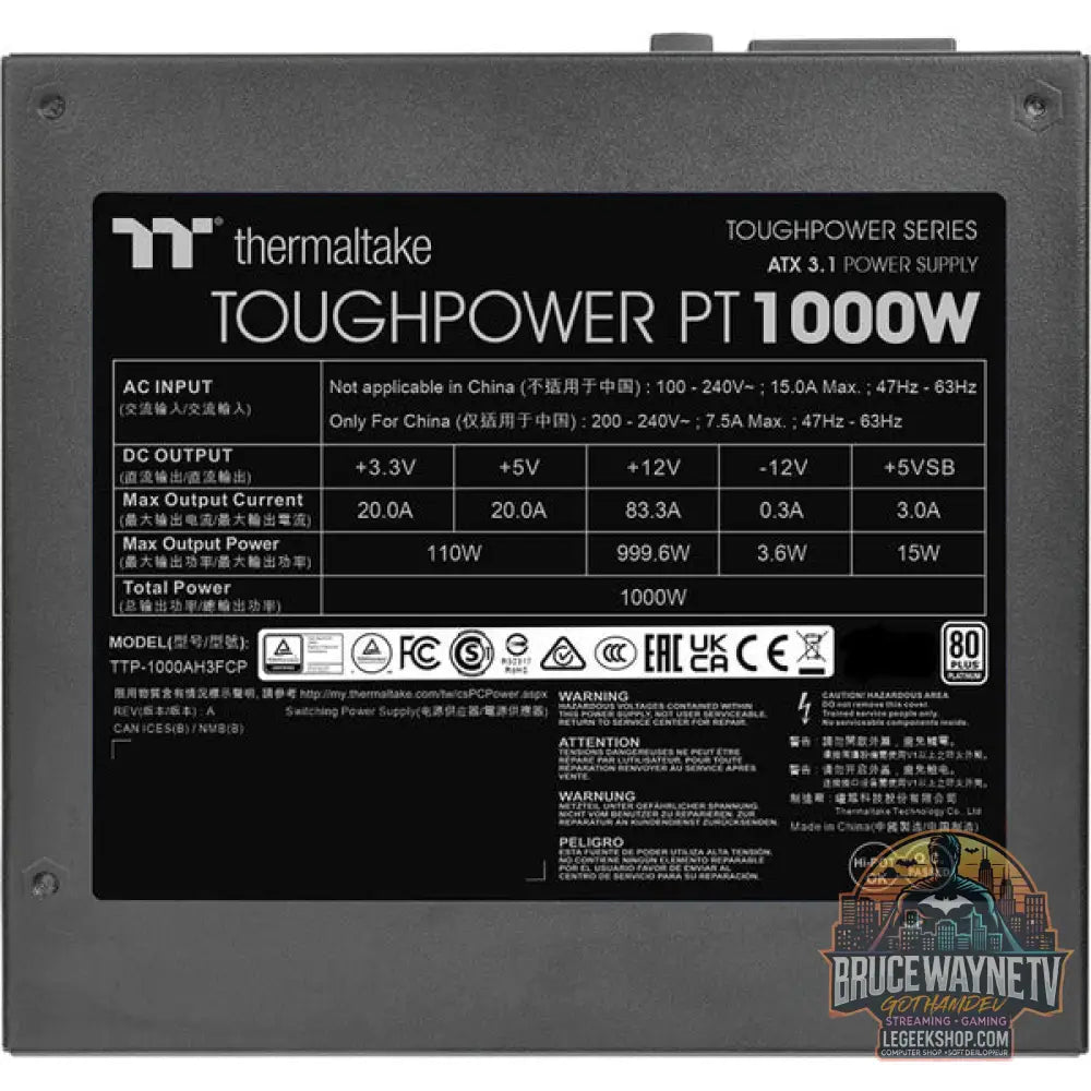 Thermaltake Toughpower PT 1000W, alimentation PC - Thermaltake - vue 8