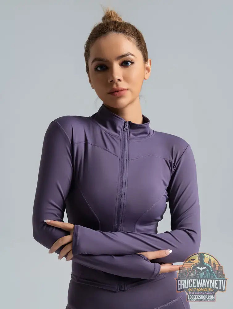 Veste Yoga Sport Femme Manches Longues Fitness Running - S / Deep Purple - Veste Sport Femme